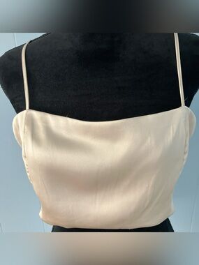 House of Harlow 1960 Champagne Beige Satin Crop Top
